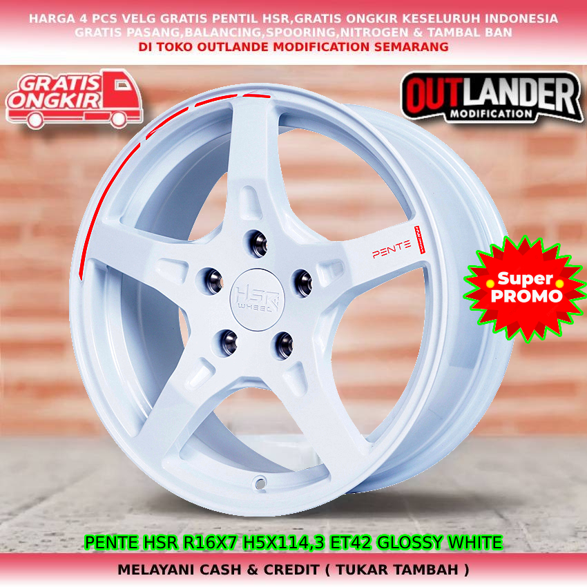 velg racing ring 16 warna putih untuk mobil Camry Ertiga Delica Expander dll hsr pente ring16