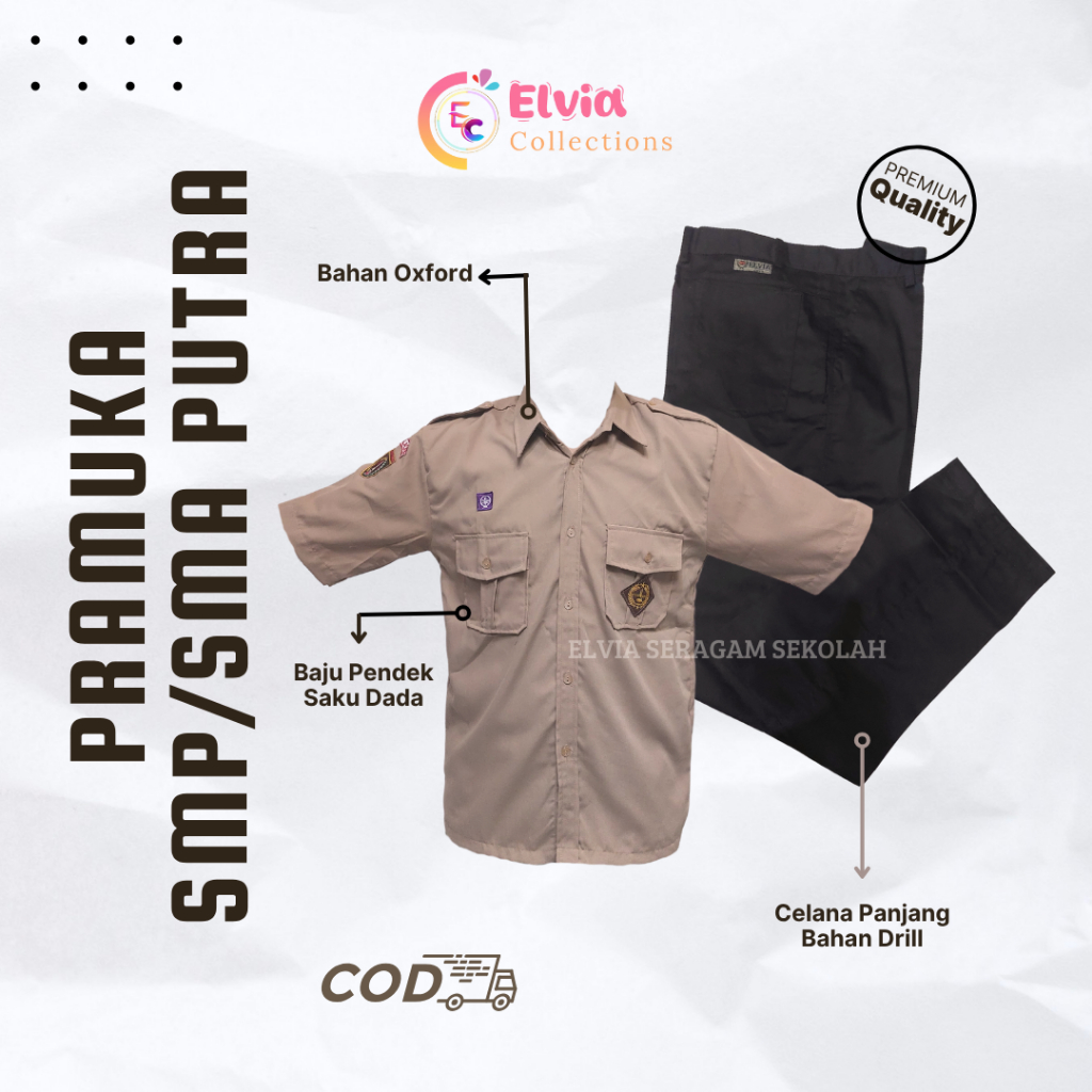 Seragam Pramuka Pendek Laki Laki SMP SMA Pramuka Cowo SMP SMA Pramuka Penggalang Pendek SMA