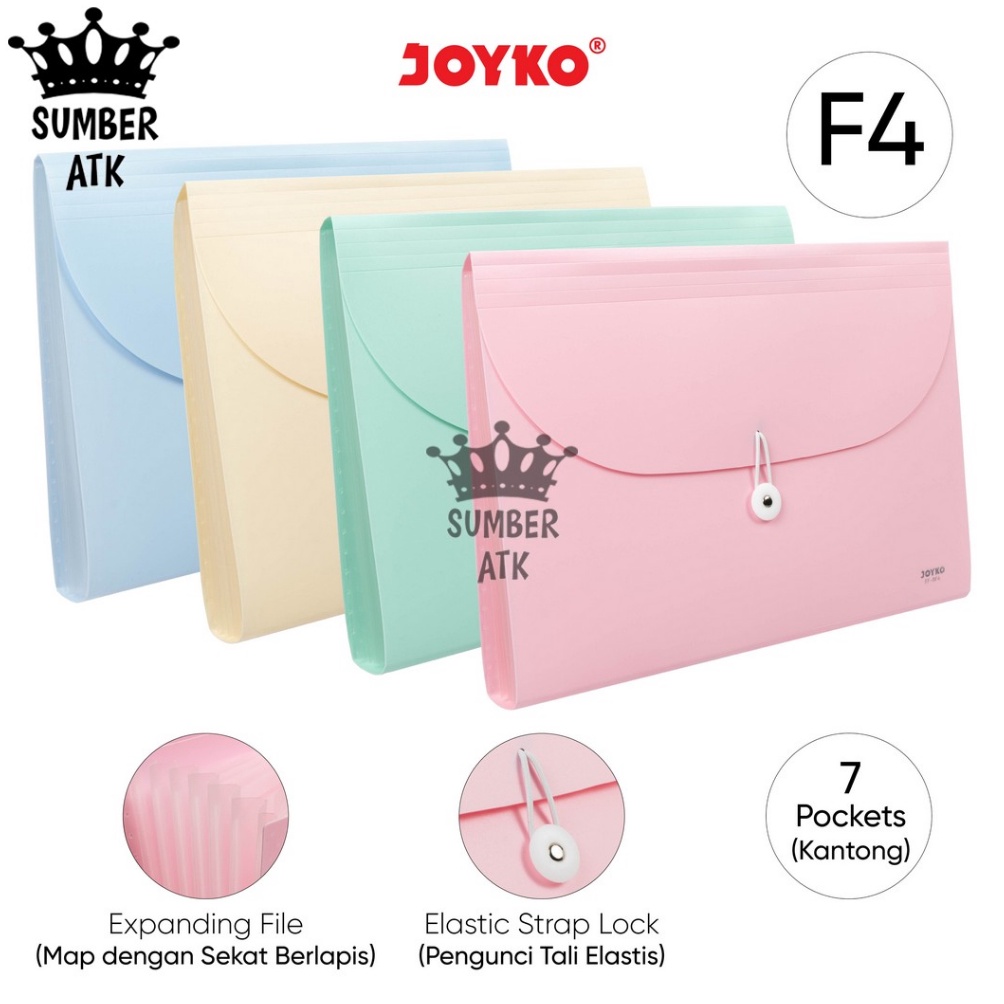 

KODE B25T Expanding File Map Harmonika Joyko EF8F4 Pastel Color 7 Pocket F4