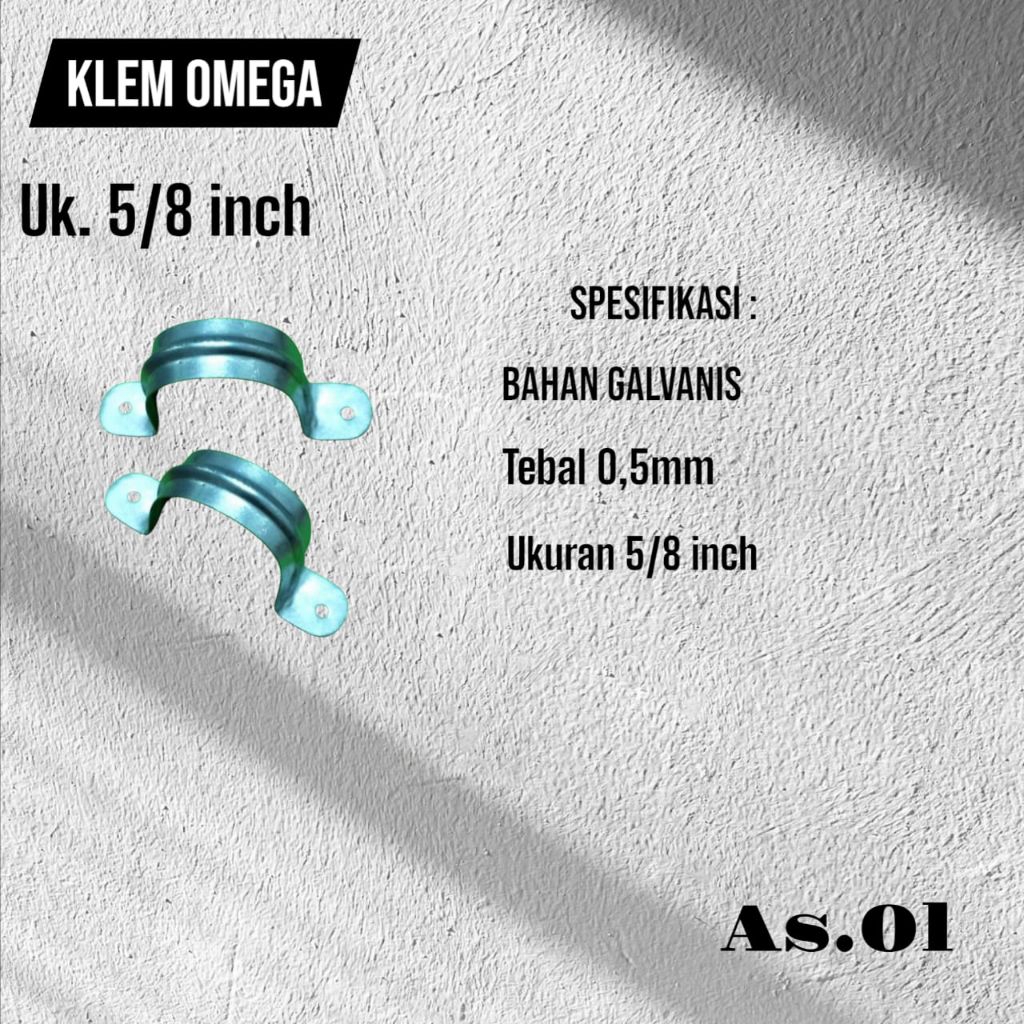 KLEM MODEL OMEGA/KLEM PIPA PARALON/KLEM PENGAIT PARALON/KLEM PIPA LISTRIK UKURAN 5/8inch KLEM PARALO