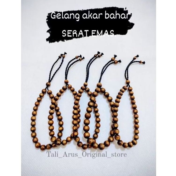 gelang tasbih tali arus akar bahar emas/gelang couple/gelang kesehatan