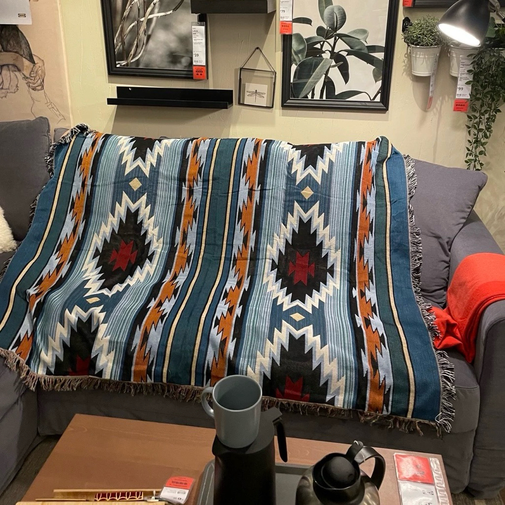 PO| Monstell woven tapestry throw blanket permadani wall decor selimut kain tempat tidur karpet raju
