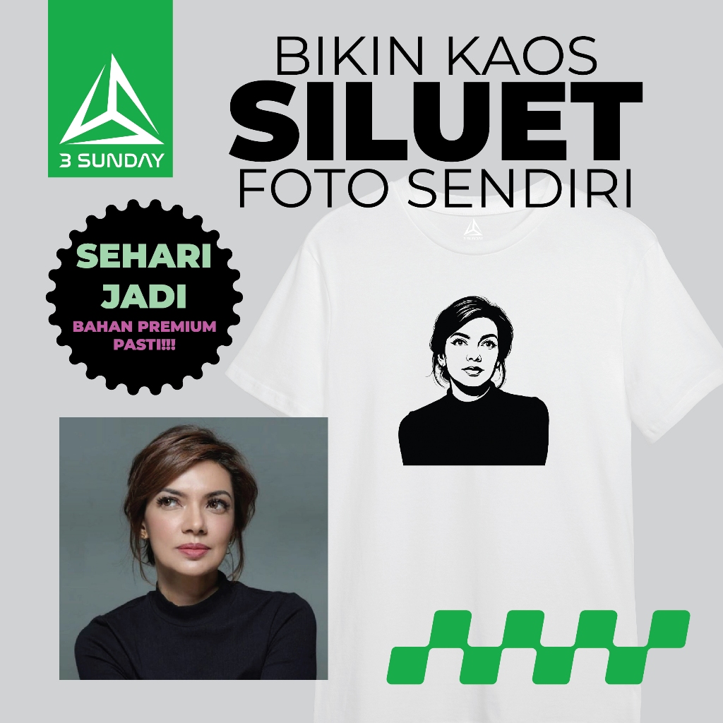 Bikin Kaos SILUET foto sendiri cotton combed 24s asli premium bukan abal-abal (UNISEX)