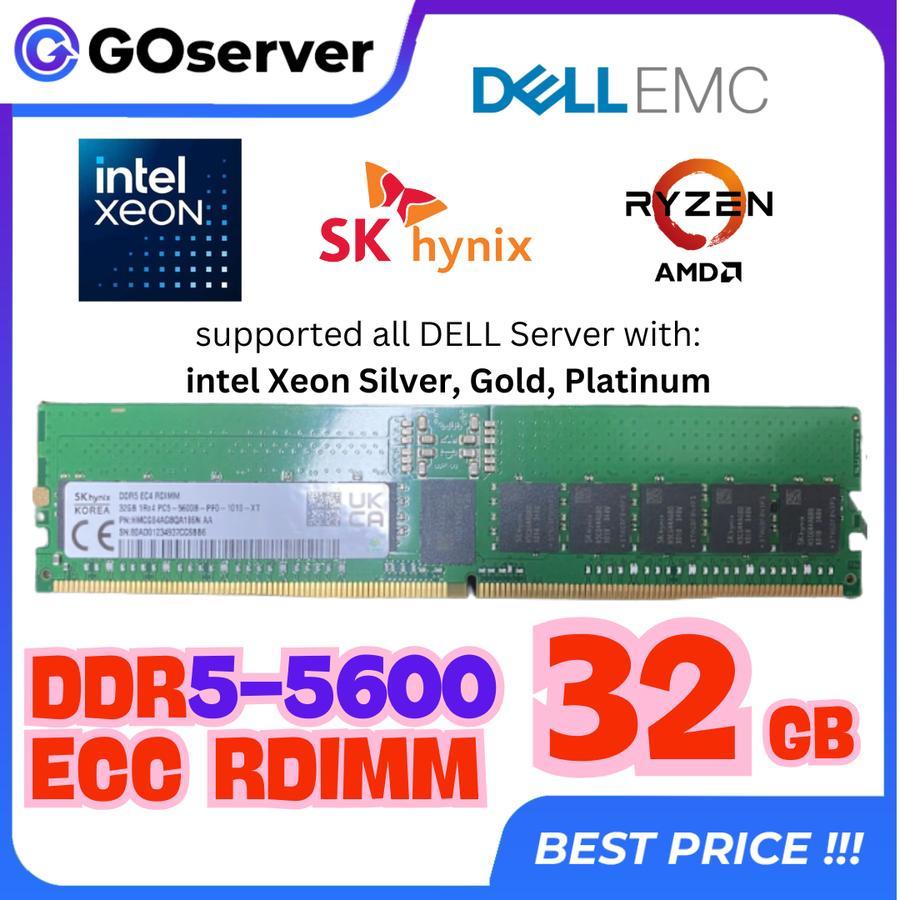 Server RAM 32GB DDR5 5600Mhz ECC RDIMM untuk DELL Server & AMD Ryzen