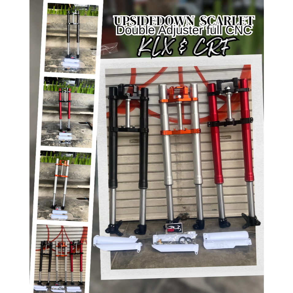 Upsidedown USD KLX 150 CRF 150 Scarlet Double Adjuster Full CNC Scarlet