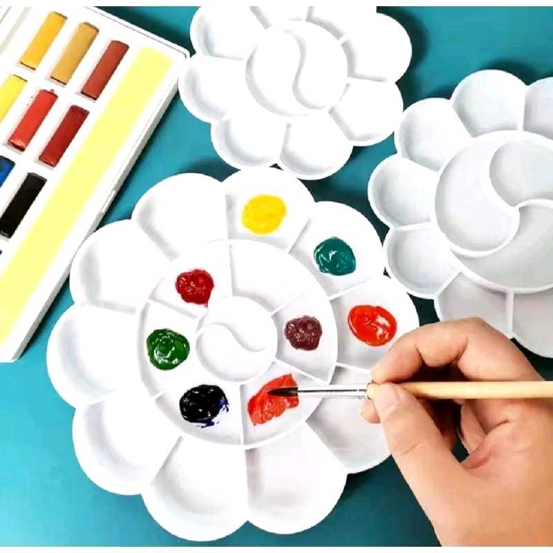 

PALETTE CAT AIR DAN CAT ACRYLIC BENTUK BUNGA / PALET MELUKIS / PIRING / PALETTE 8CM & 13CM