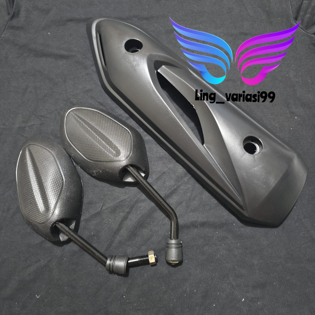 SPION STANDAR BEAT SET TUTUP KNALPOT BEAT KARBU PAKET HEMAT BEAT KARBU Cover Knalpot + Spion Standar