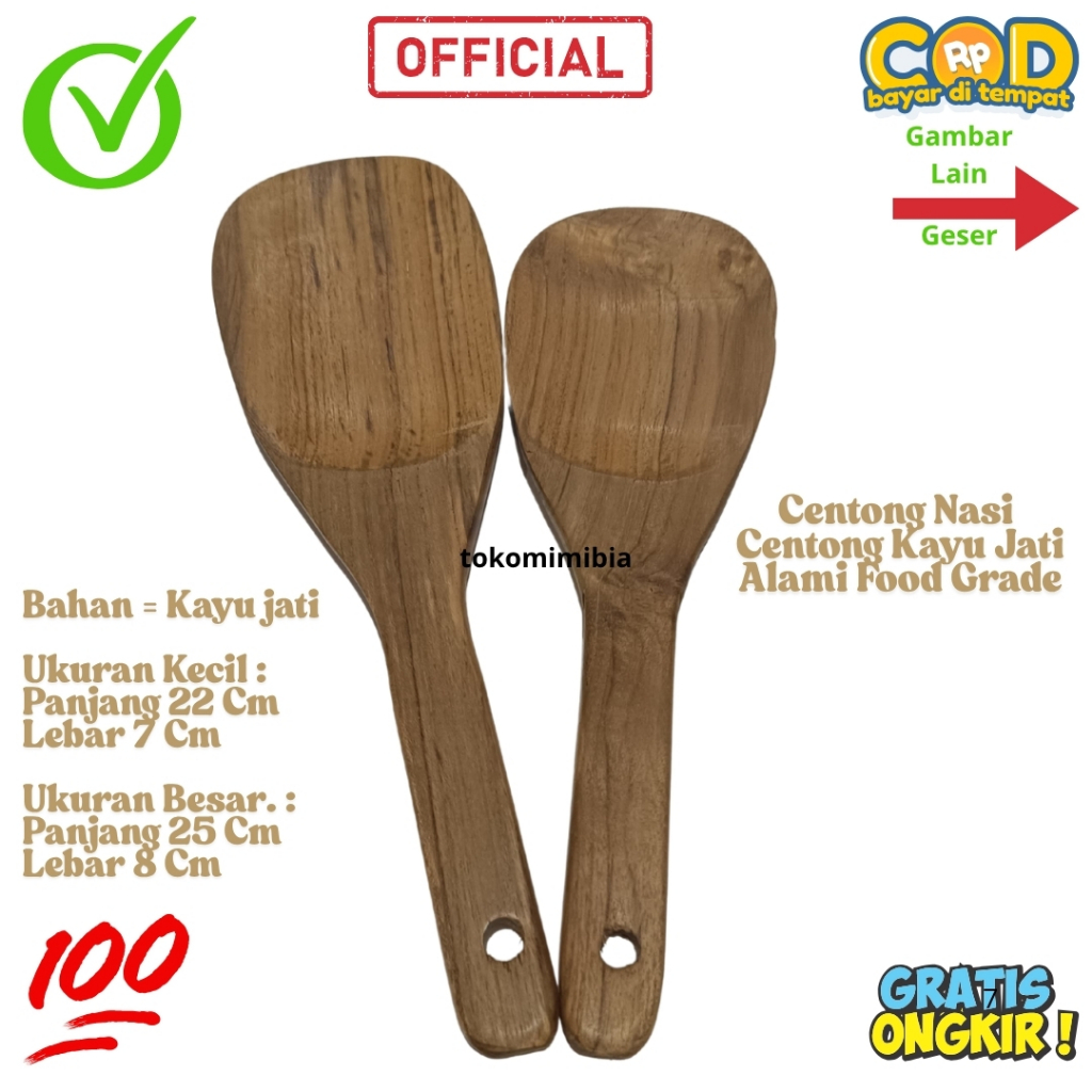 Centong Nasi Kayu Jati Ukuran Kecil dan Besar Murah