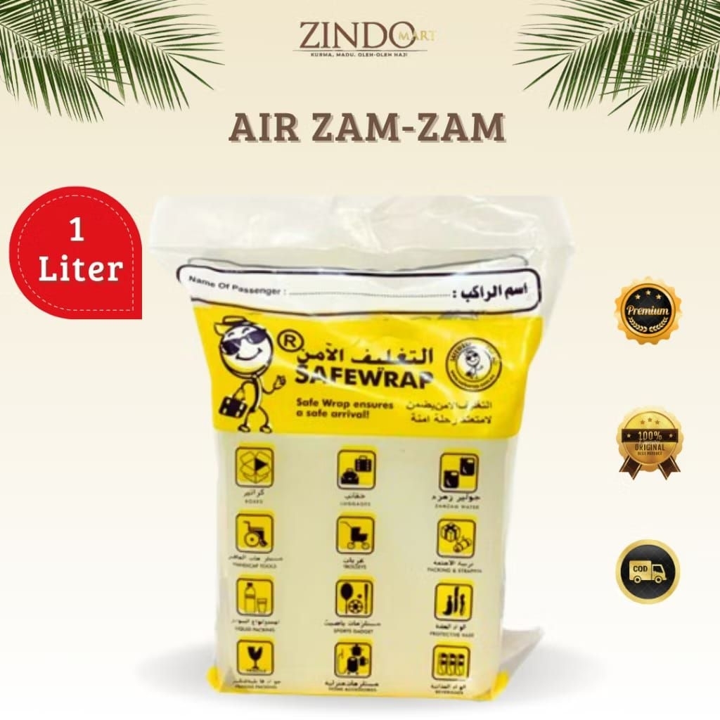 

AIR ZAM ZAM BOTOL 1 LITER ASLI ORIGINAL SAFEWRAP / OLEH OLEH HAJI UMRAH GIFT SOUVENIR MEKAH
