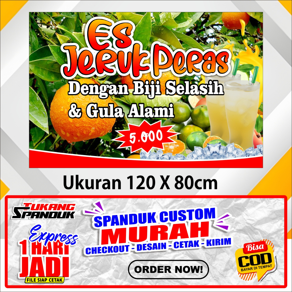 Banner ES JERUK PERAS, Spanduk ES JERUK PERAS, ukuran 120x80 cm, COD / Banner ES JERUK PERAS, Spandu