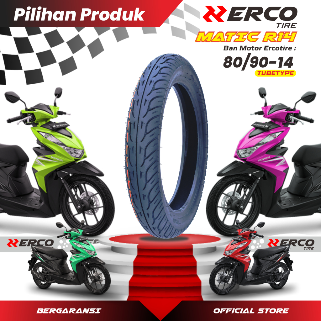 ERCO Tire Matric R14 Ban Motor Ercotire: 80/90-14 Tubetype