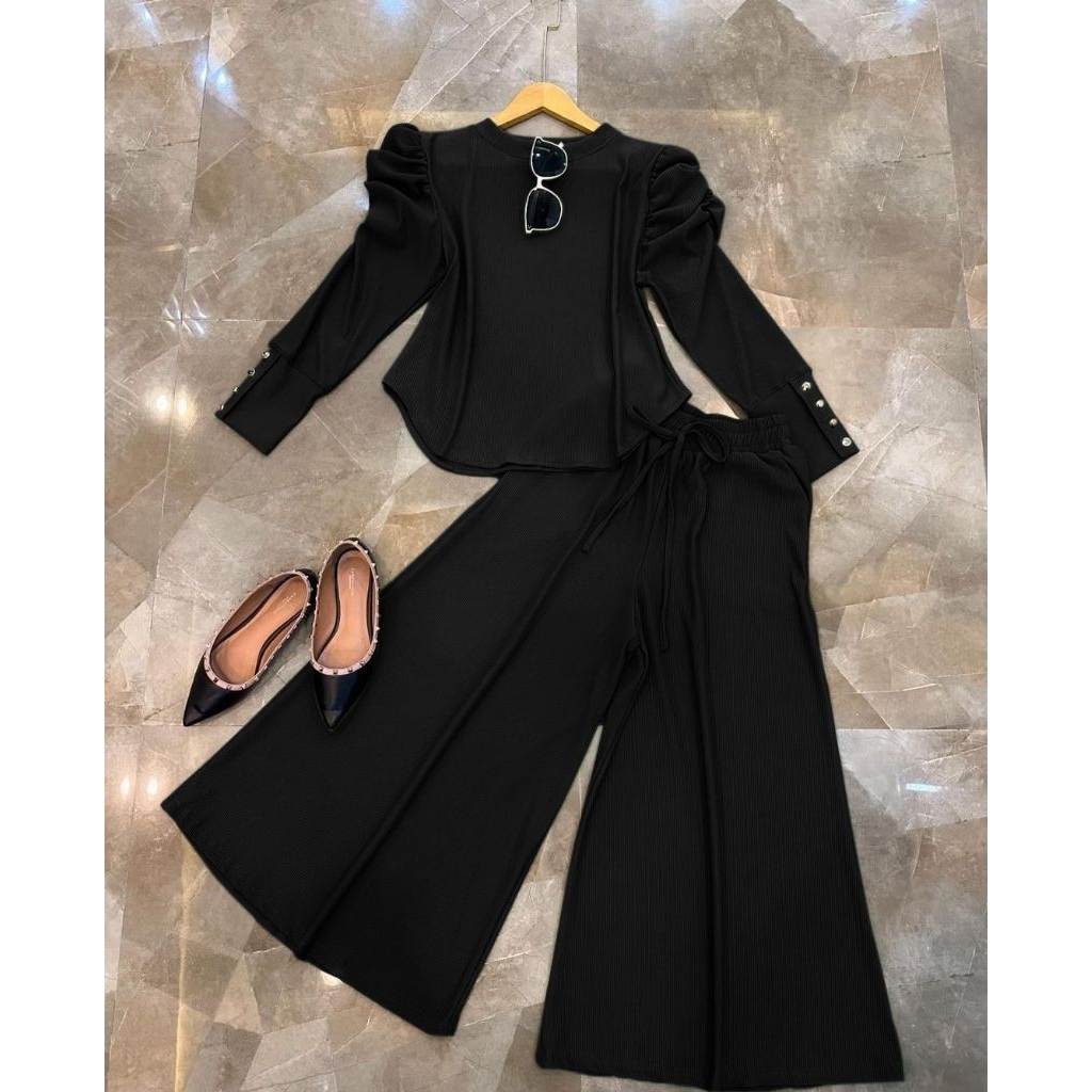 Stelan celana kulot knit rajut import