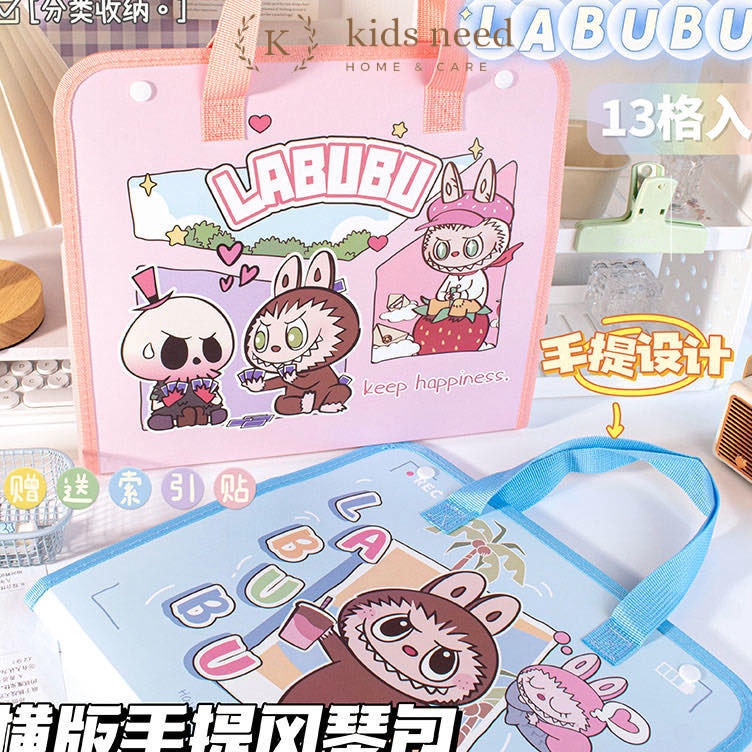 

KODE H65H cute document file folder map organ bag karakter labubu Tas file Handle Anti Air Multi Layer Folder Tas File 13 Sekat Map Tas Dokumen A4 Folder