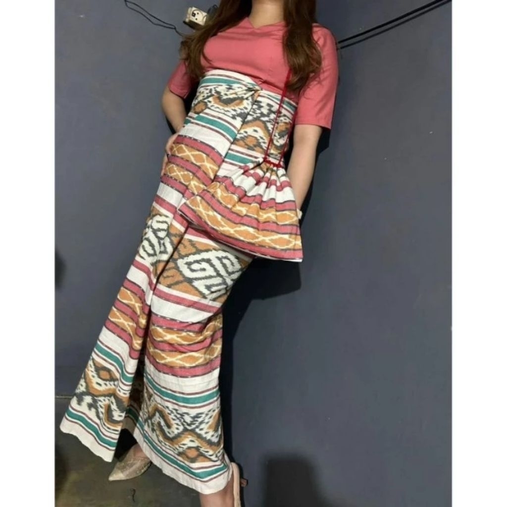 Sarung Tenun Toraja - Rok Sarung Etnik + Tas Sepuk / Serut, Siap Pakai Ukuran ALL SIZE