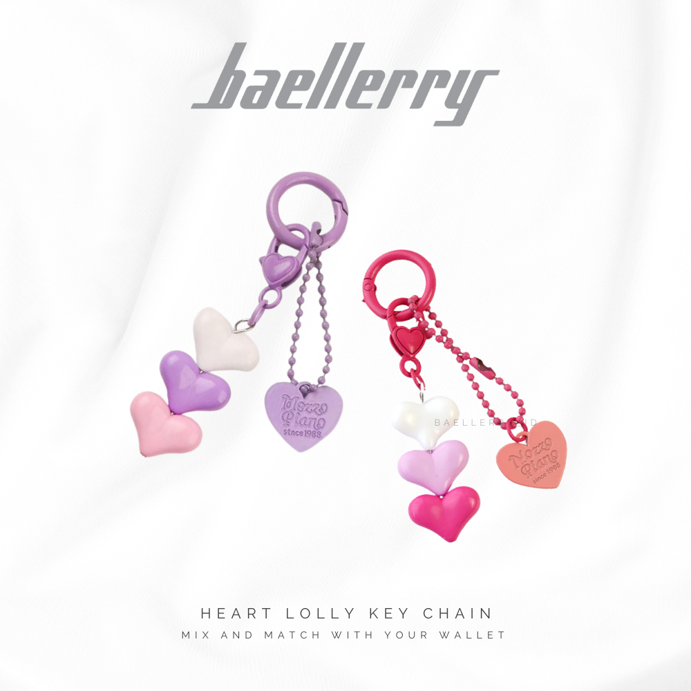 BAELLERRY Q989 Gantungan Kunci Keychain Heart Lolly Perhiasan Dompet Kekinian Keyring Bag BAEOS