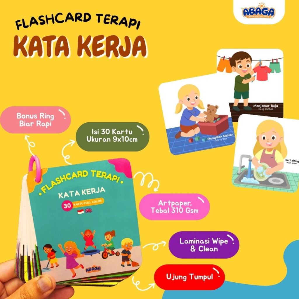 Kata Kerja - Flashcard Terapi Kartu Wicara Speech Delay Autis ABK