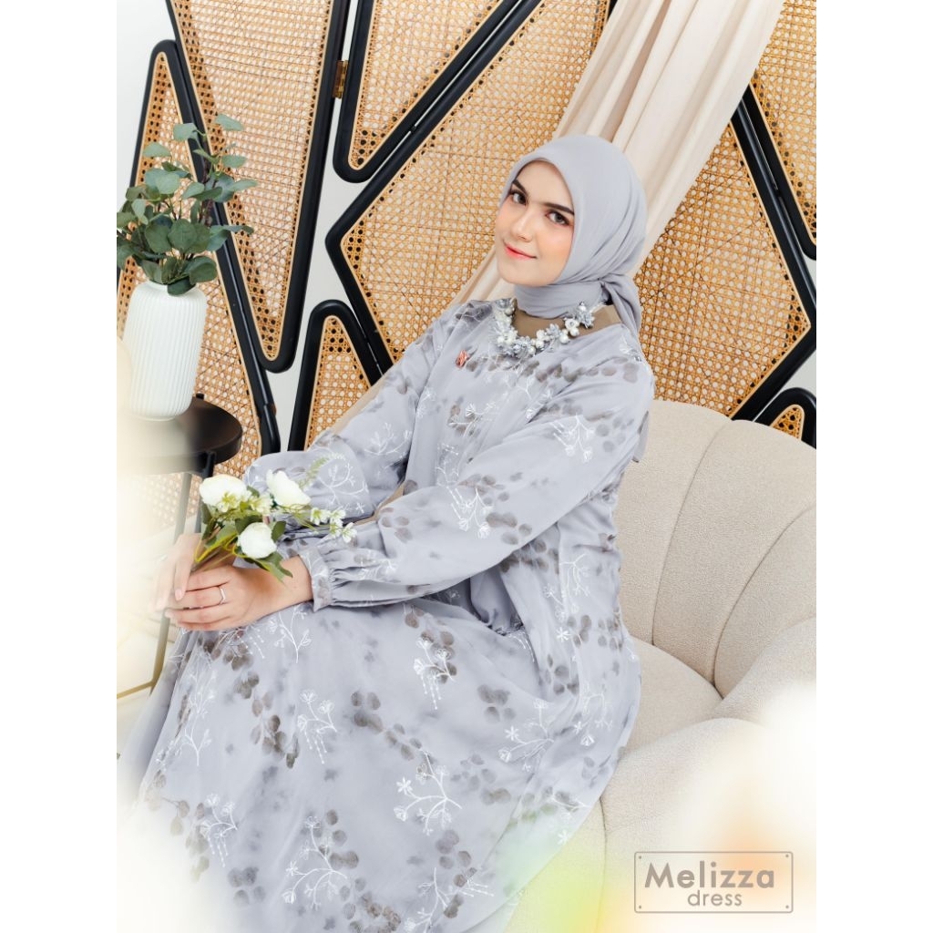 MELIZZA DRESS / GAMIS PESTA WANITA / DRESS MEWAH LEBARAN ORI BY MAREVI (HANYA SIZE STANDAR)