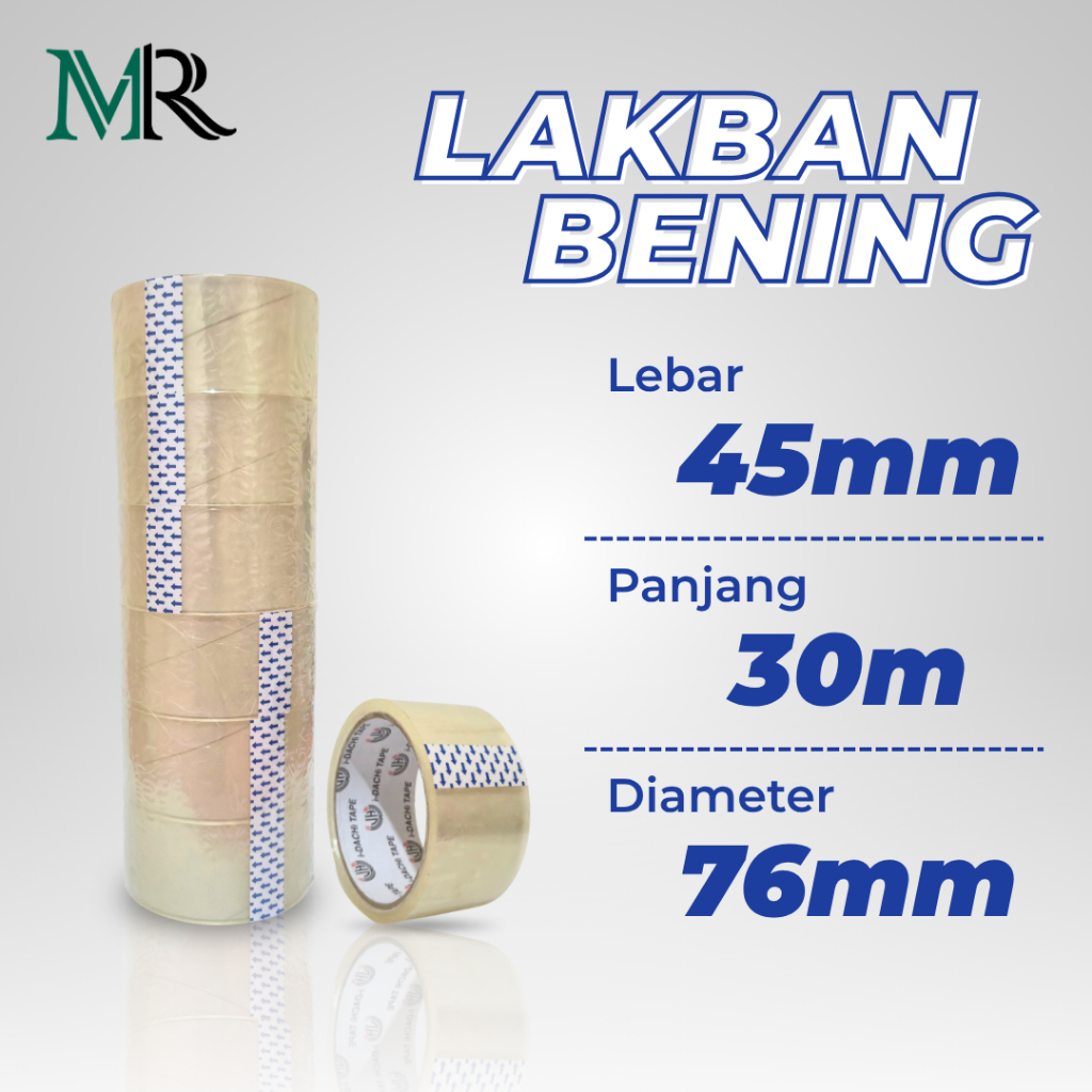 

Lakban Bening Murah 45mm x 30yard - Kuat & Ekonomis (Harga per 1 pcs)