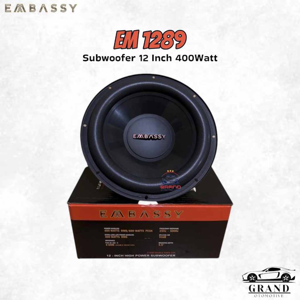 Speaker Embassy 12 Inch Doble Coil Subwoofer EM 1289 Spiker Bass