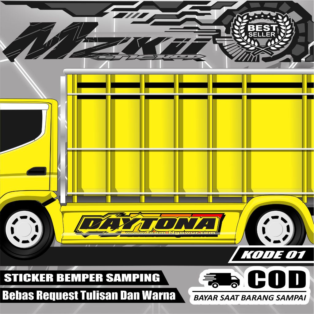 JUAL STICKER CUTING BAGIAN BEMPER MOBIL TRUCK/PICK UP YANG LAGI TREND BEBASREQUEST WARNA DAN TULISAN