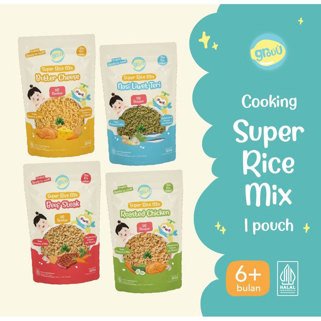 Grouu - Super Rice Mix Beras Mpasi BB Booster Nasi Instan 200grm