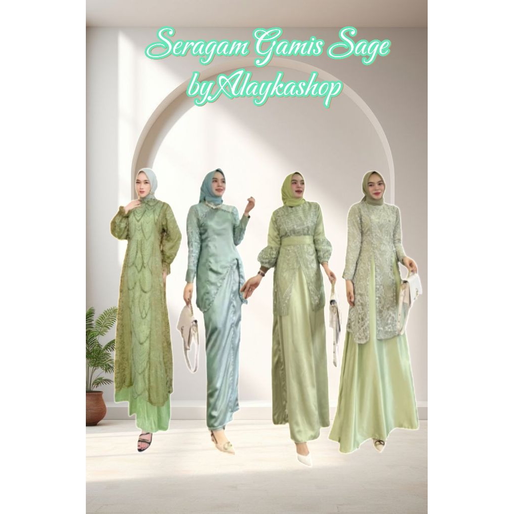 SERAGAM GAMIS WARNA SAGE / SERAGAM BRIDESMAIDS / GAMIS WANITA TERBARU / GAMIS PESTA MUSLIMAH