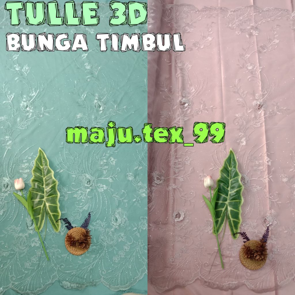 TERMURAH KAIN TILE 3D( BUNGA TIMBUL) MURAH // BAHAN BROKAT DAN KEBAYA