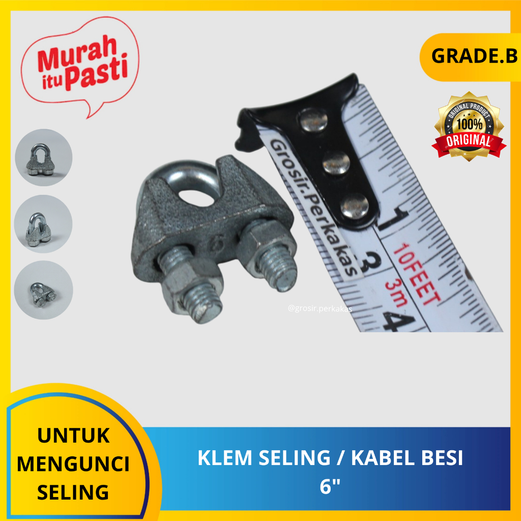 KLEM SELING / KABEL BESI 6" Wire Rope Clip / Kuku Macan Galv 6mm. [B][#KLEM KABEL BESI/KLEM SELING]