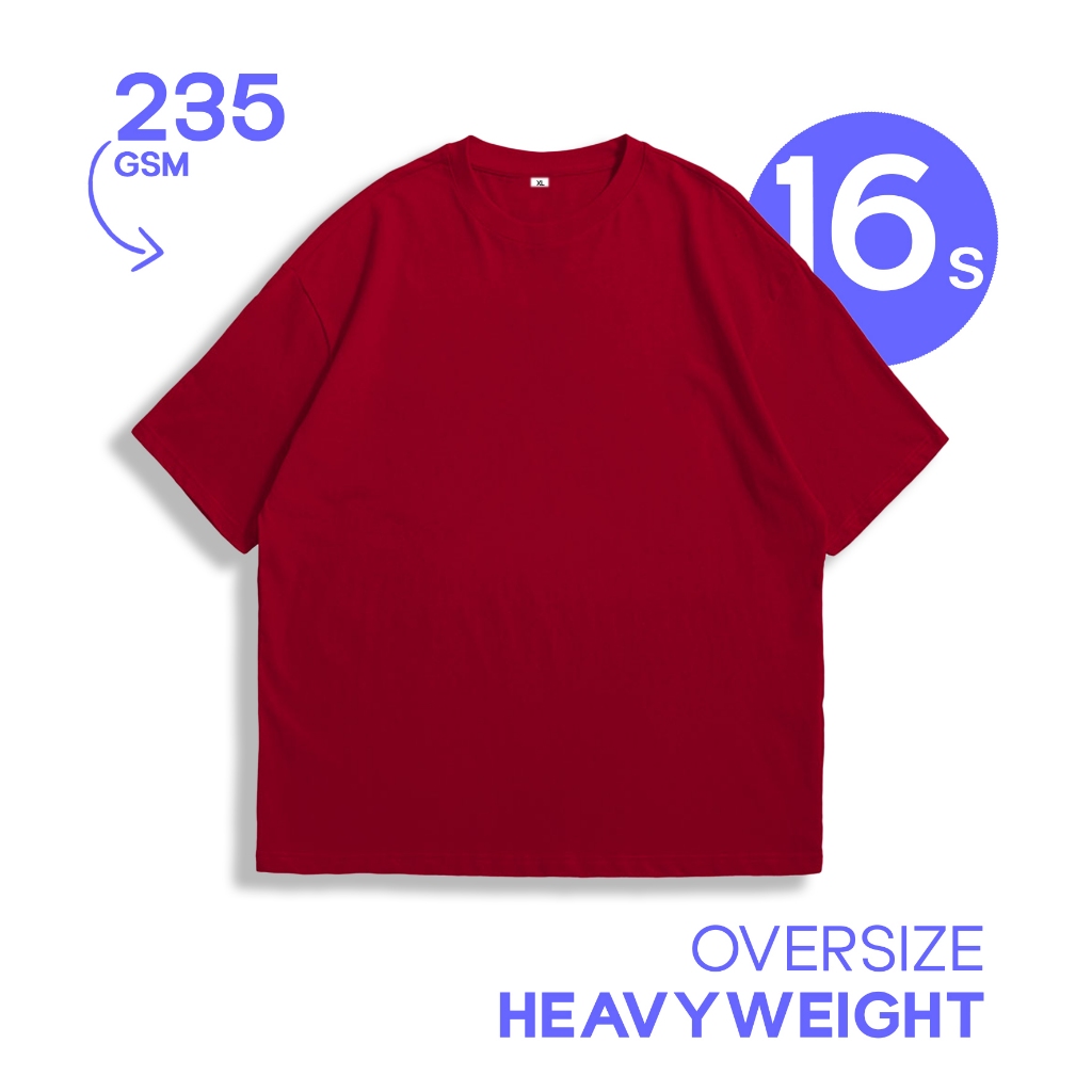 Underwaterclub Tshirt 16s Oversize Heavyweight kaos basic unisex - HEART RED