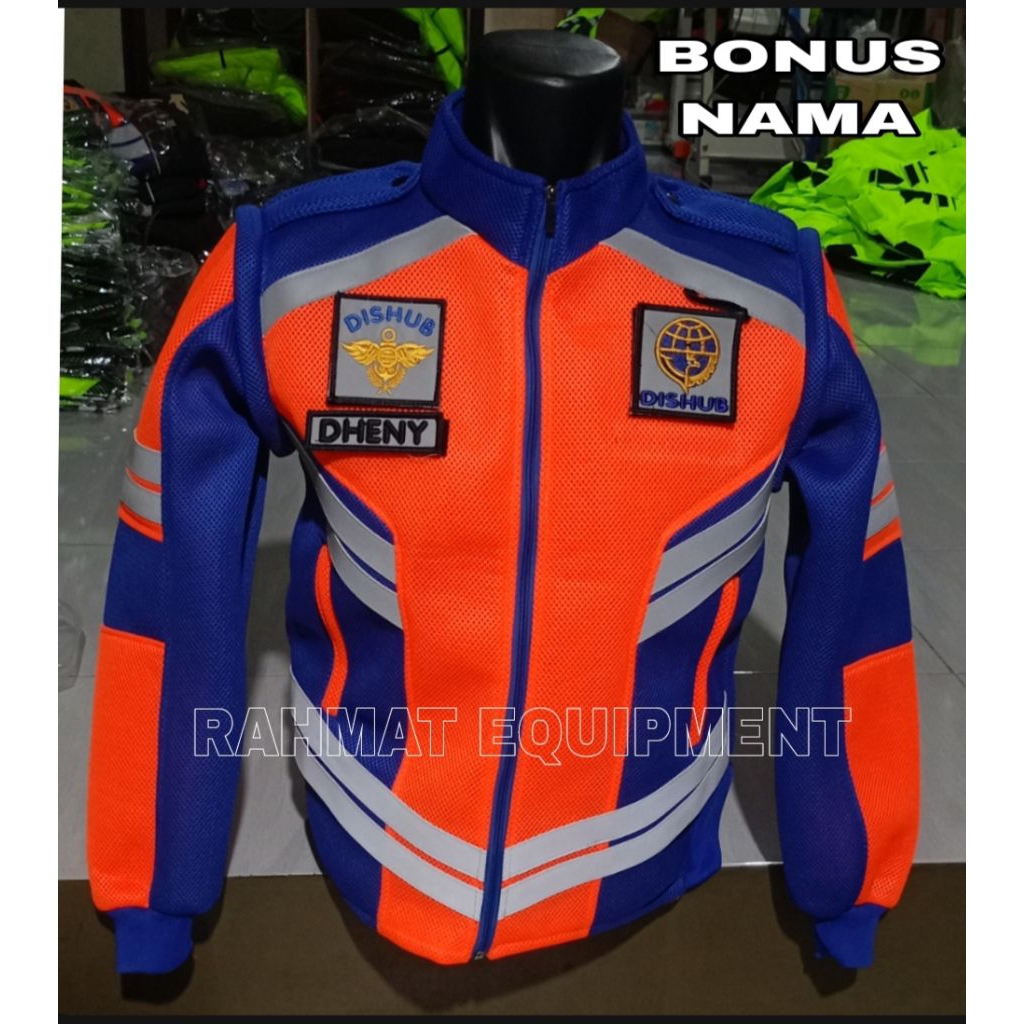 Romket Dishub Rompi Jaket Dishub Biru Orange Doublemesh Tebal