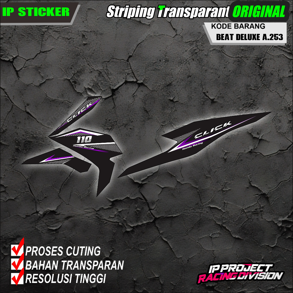 (COD) STIKER STRIPING ORIGINAL MOTOR HONDA BEAT DELUXE 2021-2023  HOLOGRAM DAN TRANSPARAN KODE A.253