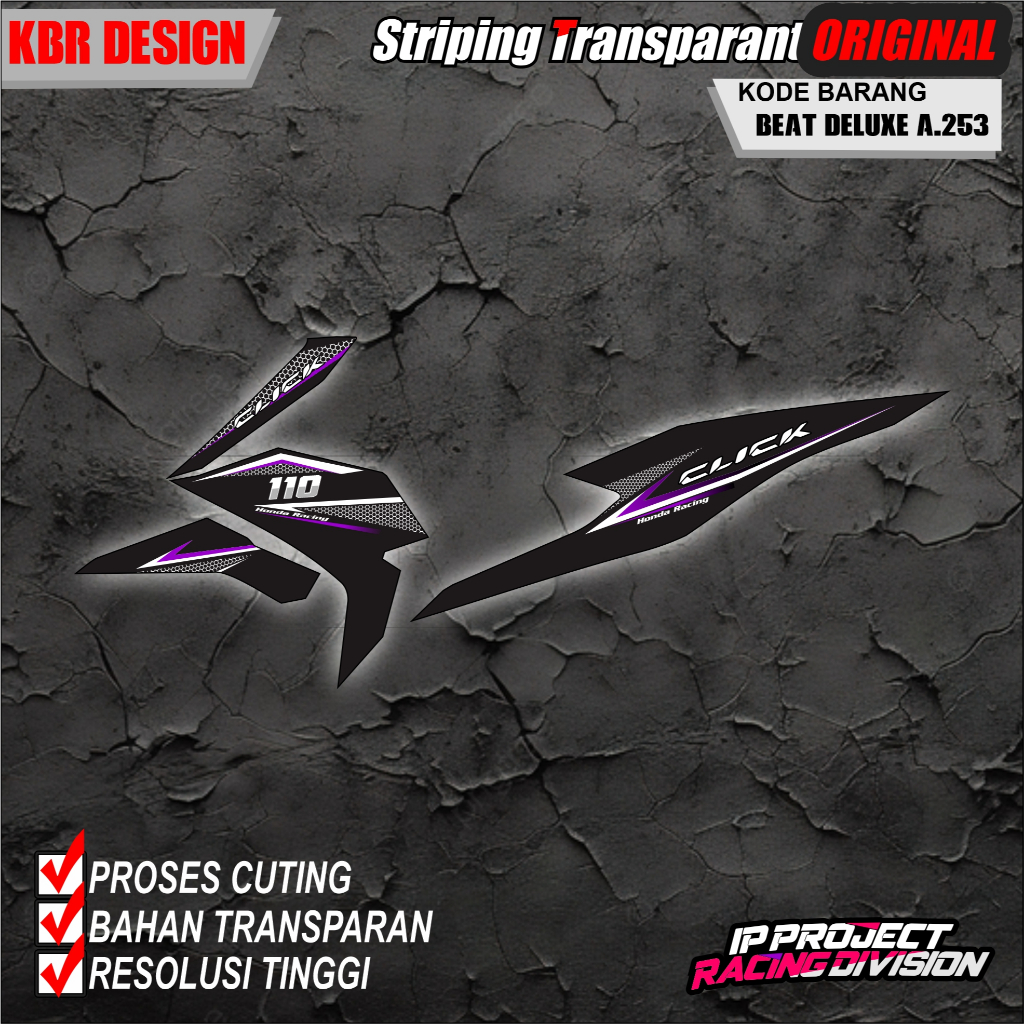 (COD) STIKER STRIPING ORIGINAL MOTOR HONDA BEAT DELUXE 2021-2023  HOLOGRAM DAN TRANSPARAN KODE A.253