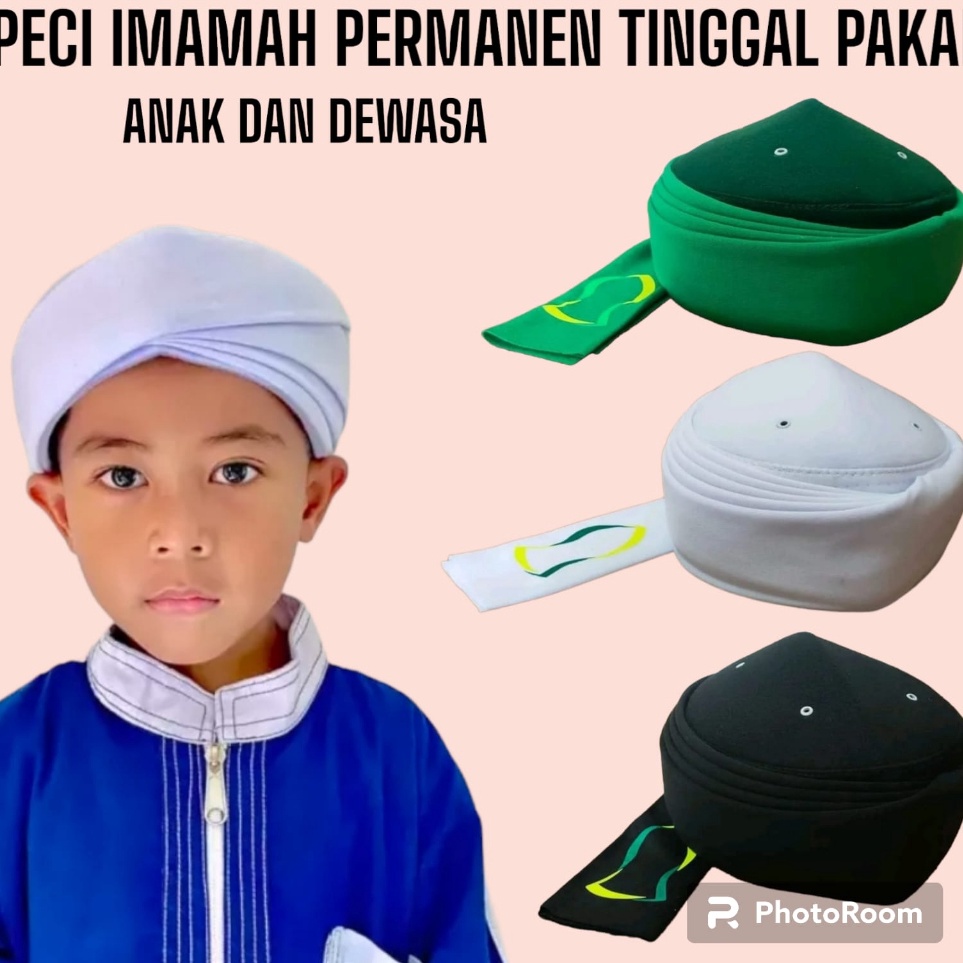 Peci Imamah Permanen Imamah Permanen Sorban Putih Sorban Imamah Permanen Dewasa Imamah Permanen Anak