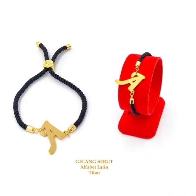 QDD Gelang Tangan Serut Huruf Inisial Titanium Asli Zircon Liontin Wanita Korea Fashion accesories W