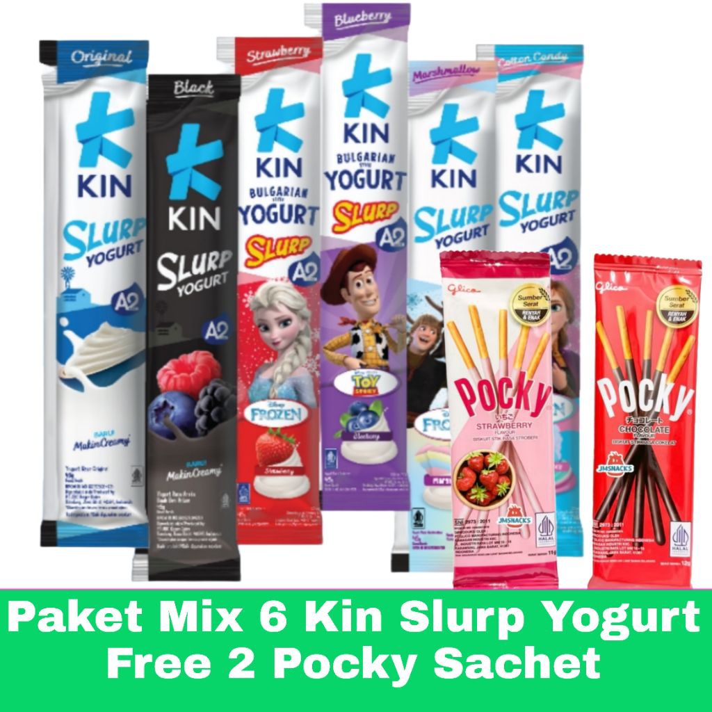 

Kin Slurp Yogurt Paket Mix 6x45Gram Free Pocky Sachet
