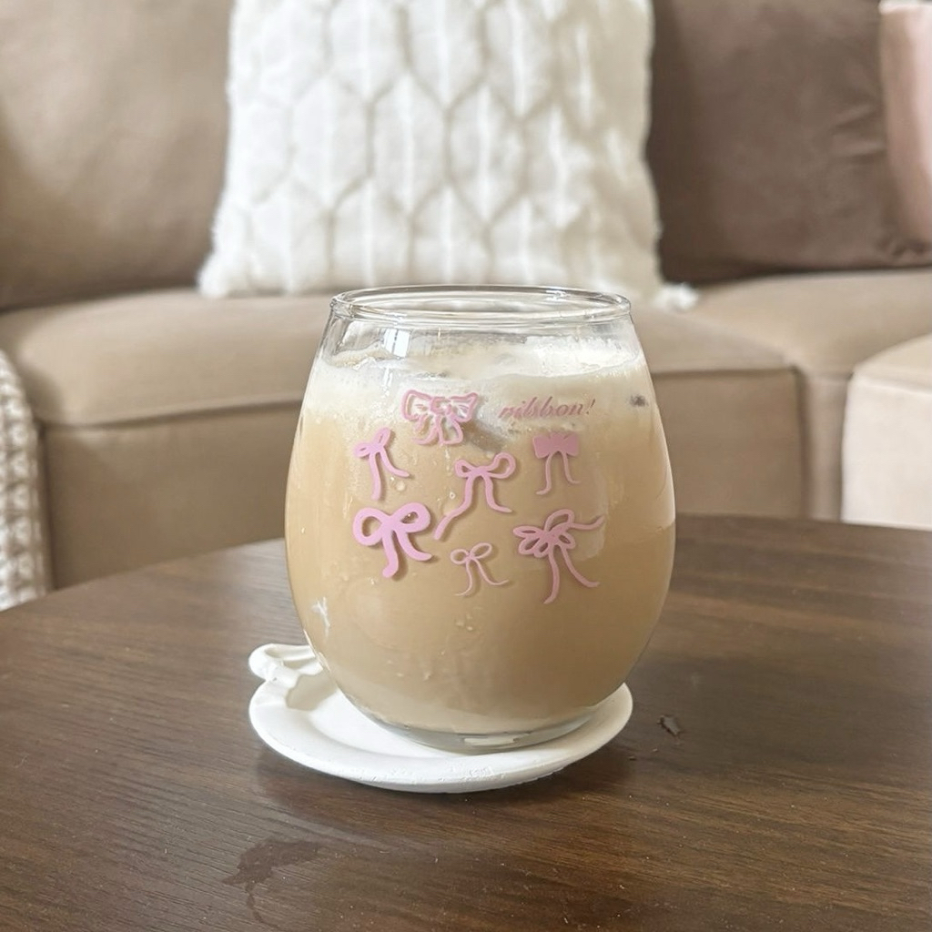 Mocorie - Noceur Coquette Glass / Gelas Coquette / Gelas Aesthetic / Gelas Pita Ribbon / Gelas