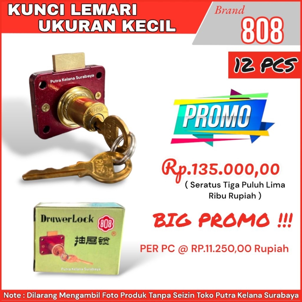 [ 12 PCS ] Kunci Lemari 808 Kecil Harga Lusinan/Kunci Laci 808 kecil Lusinan
