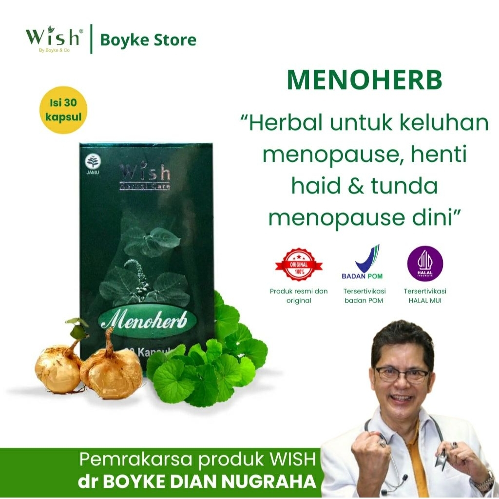 Wish Menoherb (dr.Boyke) Asli Suplemen Kesehatan Wanita Mengatasi Gejala Menopause