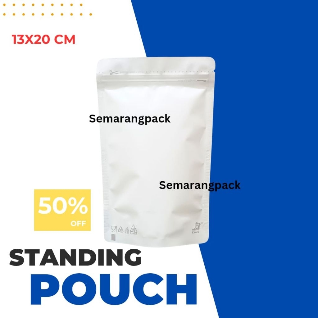 standing pouch putih doff kpack ukuran 13x20 cm