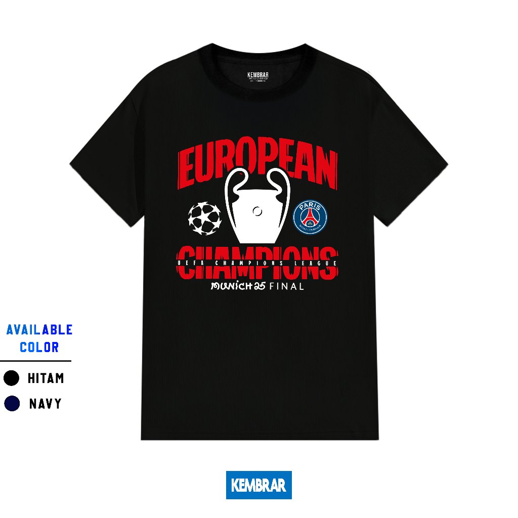Kembrar ID - Kaos Paris Saint Germain European Champions Tshirt Bola Football T-shirt PSG UCL Baju C