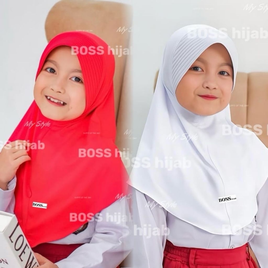 jilbab anak agustus merah putih bergo hamidah usia 3_10 tahun / hijab anak sekolah merah putih