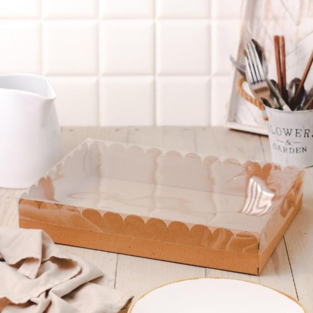 

BOX MIKA - Box cake window dus tray packaging tempat roti nampah kotak kue snack jajanan 34x24x6 cm