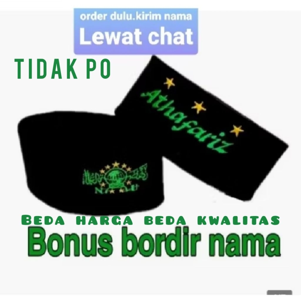Peci Nu nama anak  laki laki kopiyah hitam bludru bordir nama