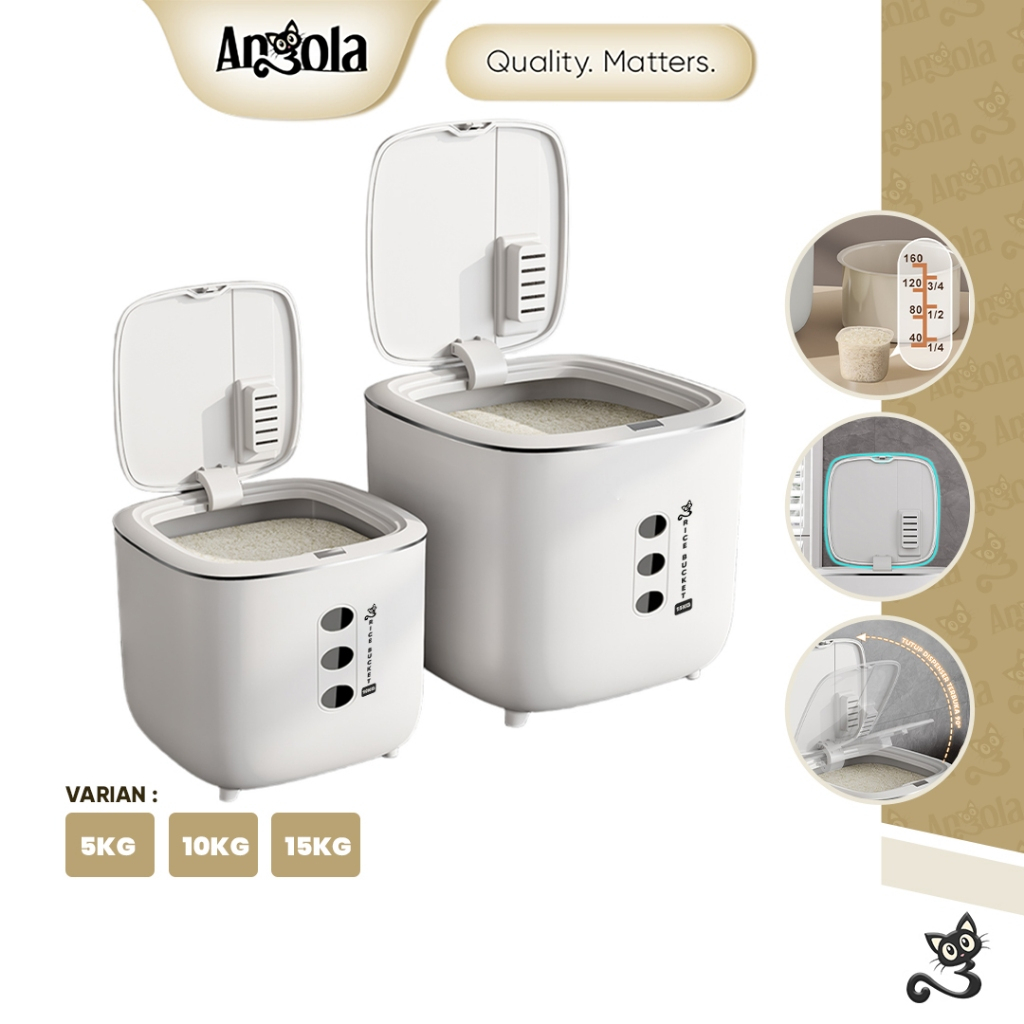 TERLARIS ANGOLA Tempat Penyimpanan Beras E60-E62 Rice Bucket / Dispenser Beras Anti Kutu /