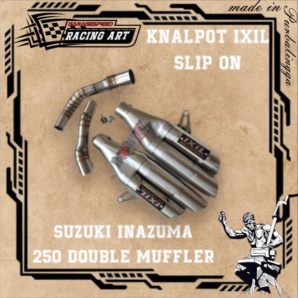 Knalpot IXIL slip on Suzuki Inazuma 250 Double Muffler