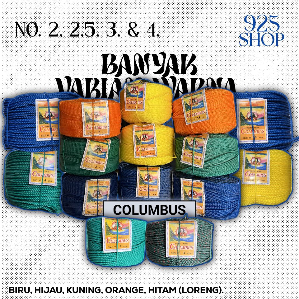 

Tali Tambang 3mm, 2,5mm, 2mm, dan 4mm merek Columbus