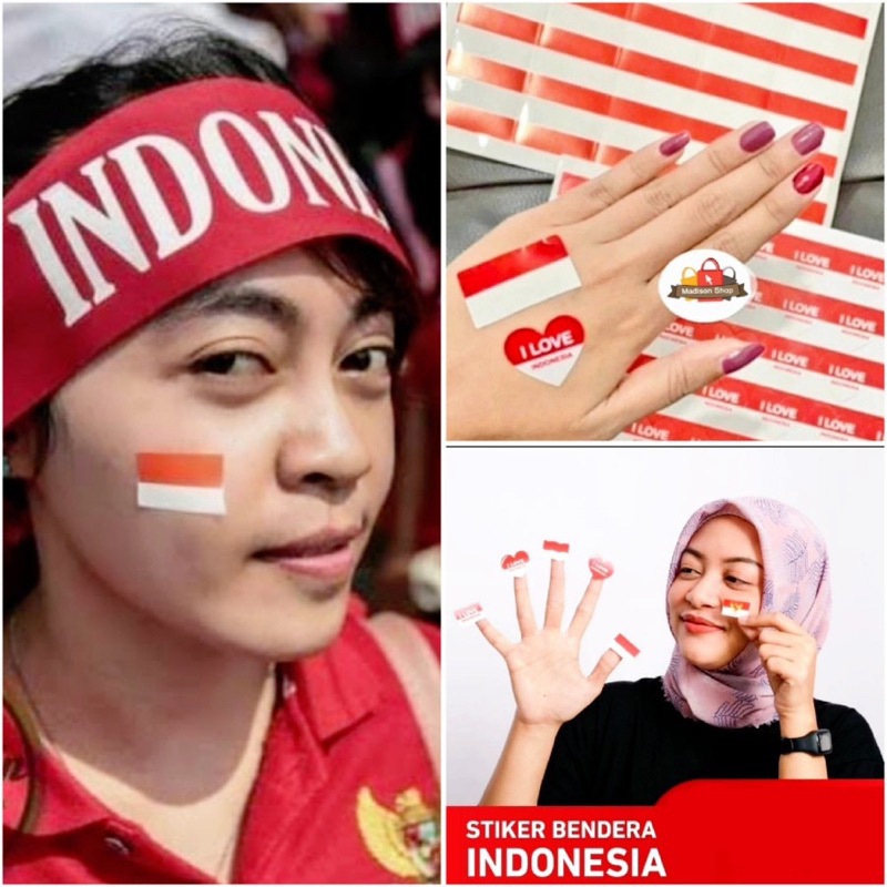 

25 Pcs Stiker Pipi Bendera Merah Putih / Sticker Love Indonesia Face Sticker Muka 17 Agustus Kemerdekaan