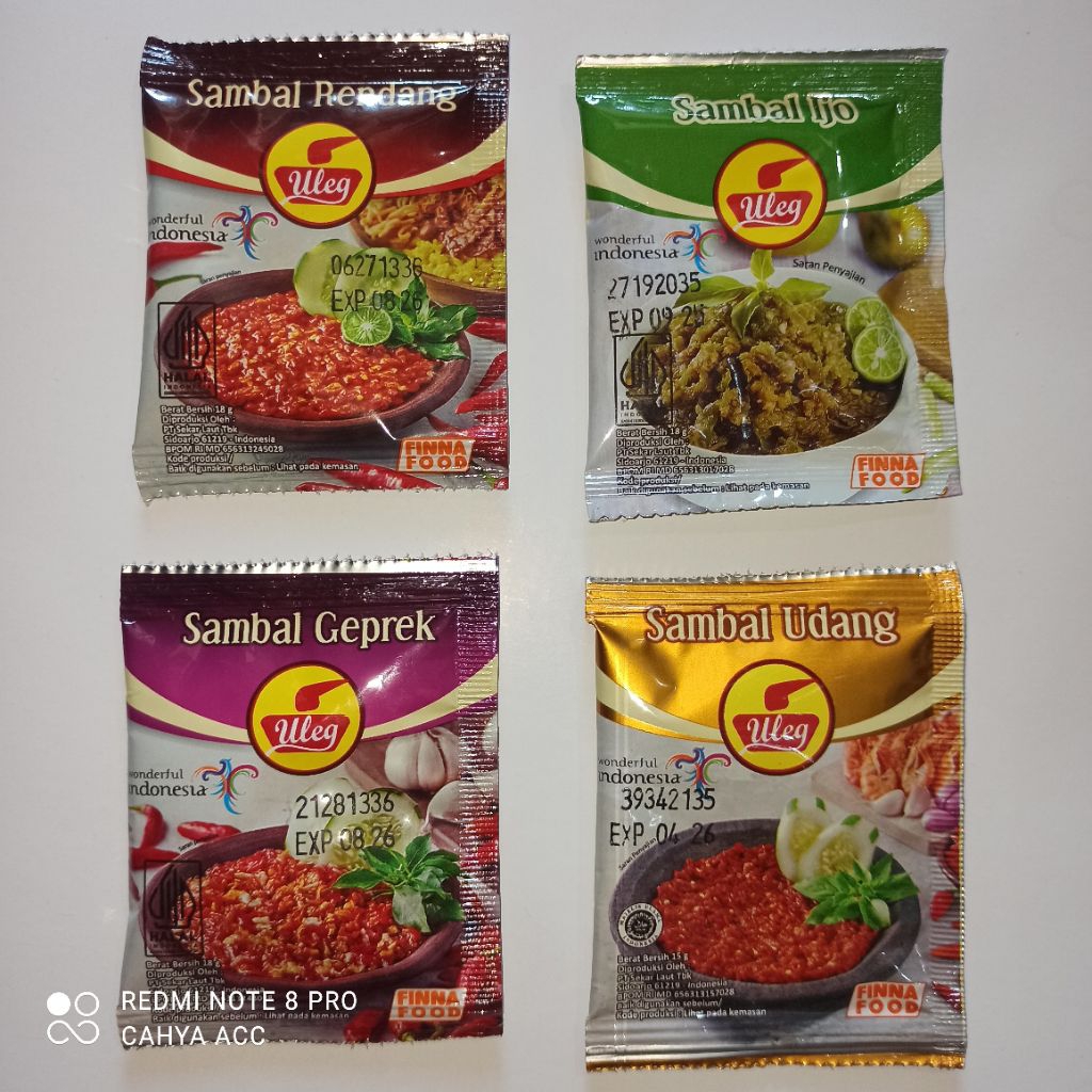 

Sambal Uleg Saset 18g berbagai varian