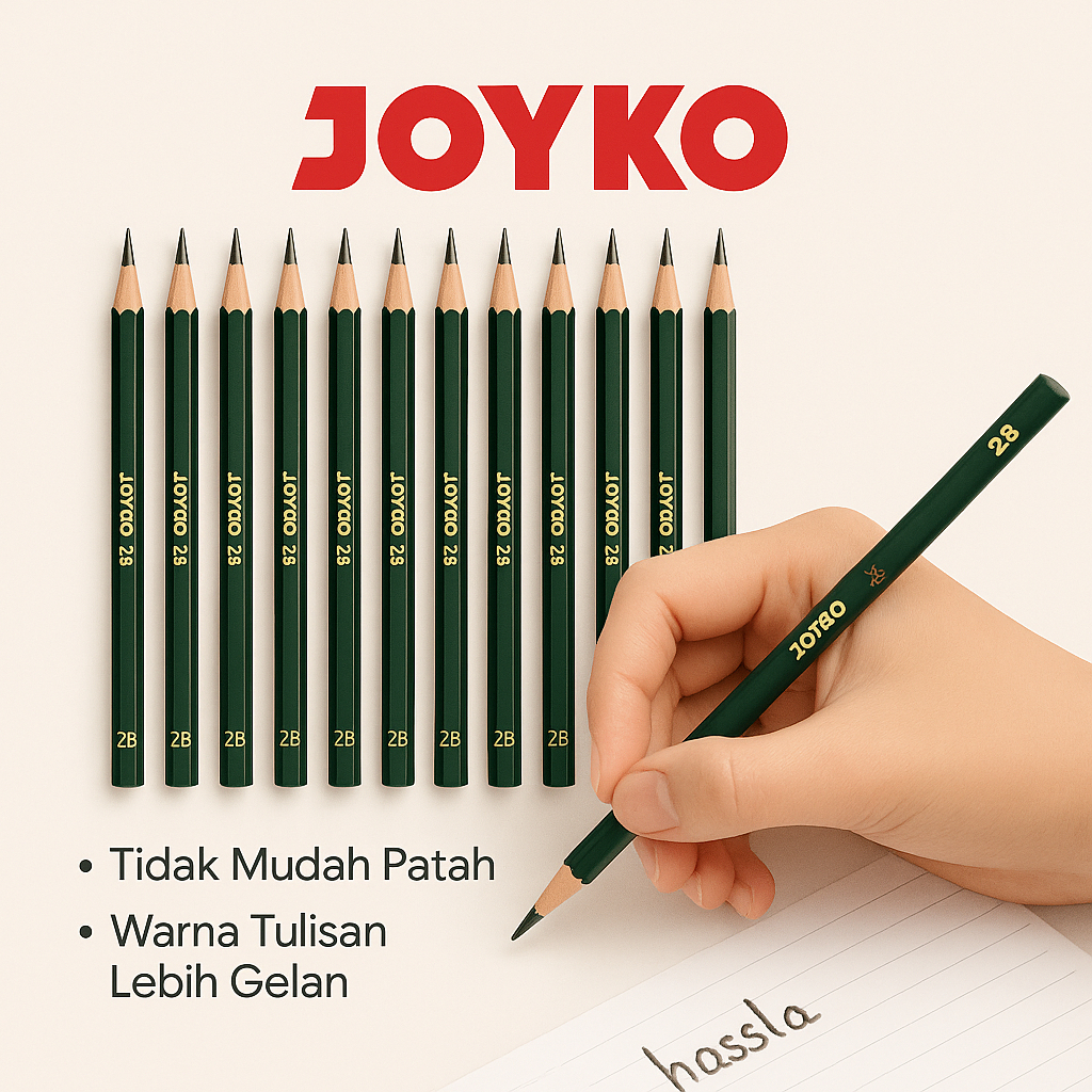 

Pensil 2B Isi 12 Pcs Per Box Joyko P-8126G Cocok Untuk Ujian Komputer