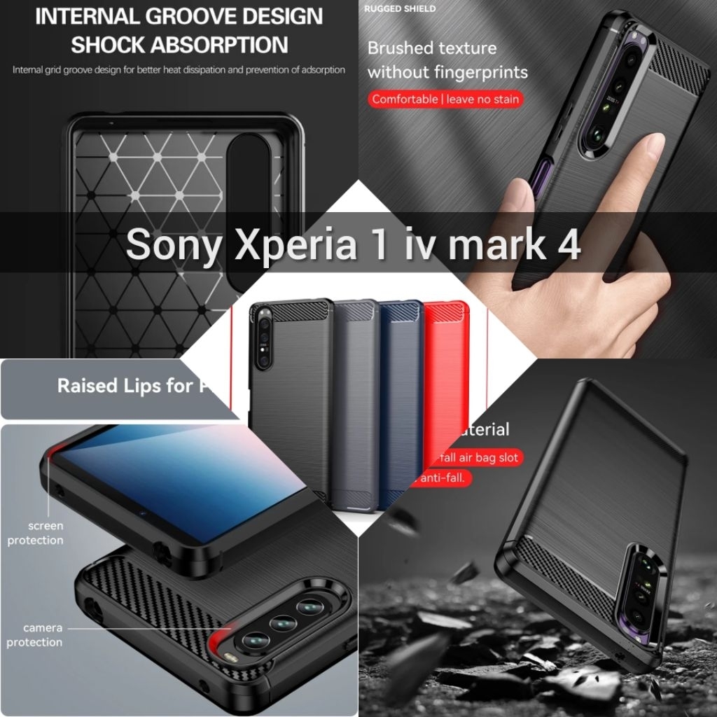 Soft Case Sony Xperia 1 iv mark 4 Brushed Carbon Fiber Lembut Shockproof Xperia 1IV 1iv